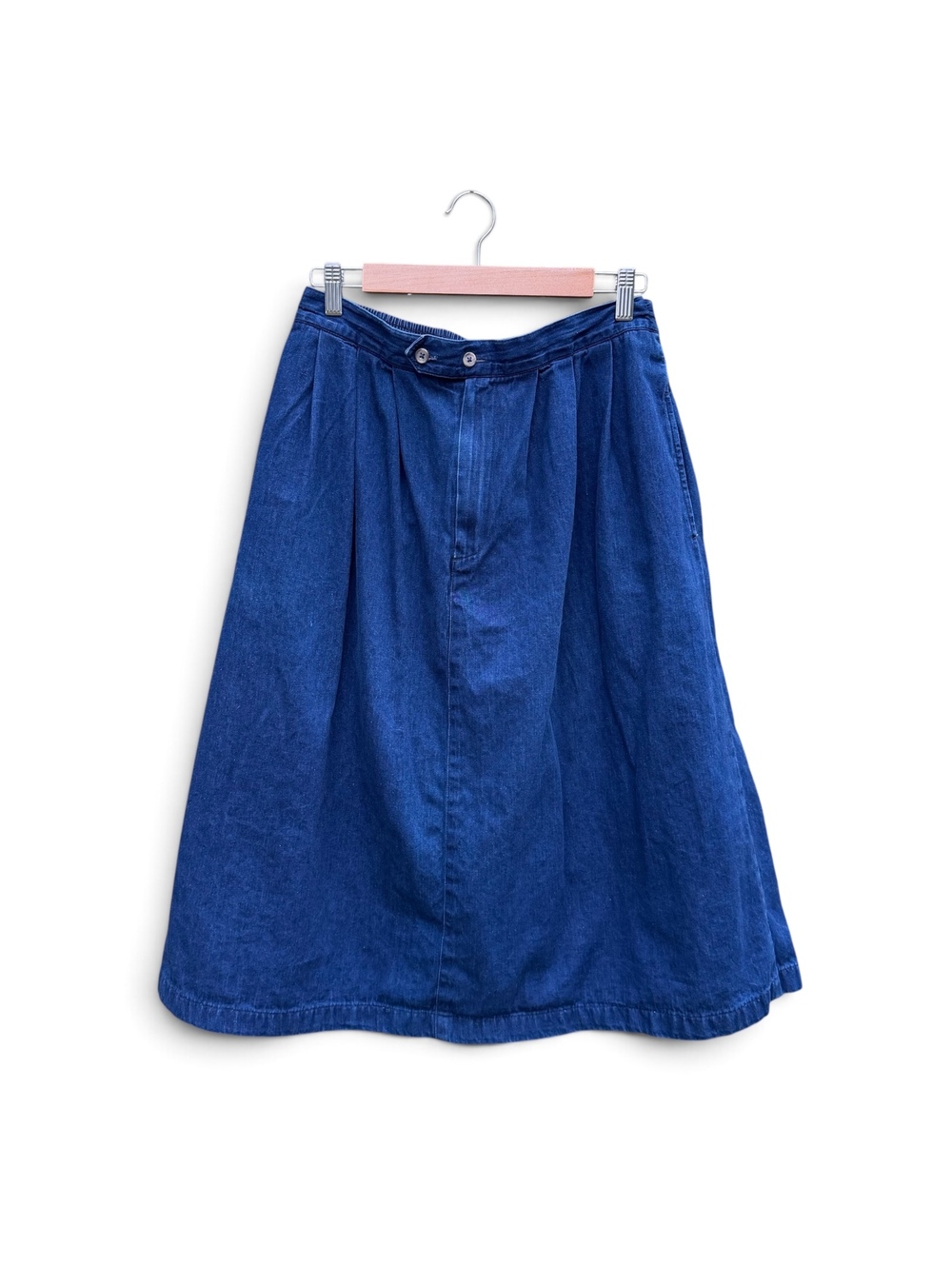 Vintage Lands' End Blue Cotton Denim Skirt Made in USA Size 16